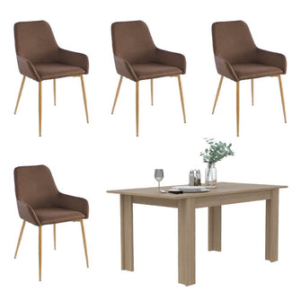 Comedor Lilac Beige, Incluye Cuatro Sillas Chocolate y Café Claro