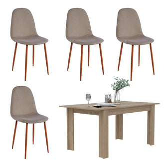 Comedor Nepeta Beige, Incluye Cuatro Sillas Café Claro