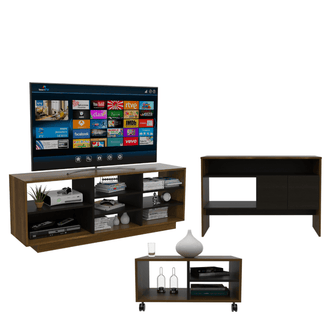Combo Para Sala Rocco, Incluye Mesa Para TV, Biblioteca, Mesa Auxiliar y Mesa de Centro
