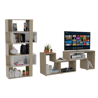 Combo Para Sala Aranza, Incluye Mesa Para TV y Biblioteca Cubo