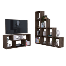 Combo Para Sala Amudomi, Incluye Mesa Para TV y Biblioteca Escalera