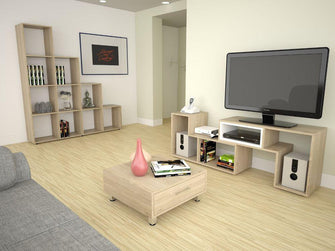 Combo Para Sala Stella, Incluye Mesa Para TV, Biblioteca Escalera y Mesa de Centro