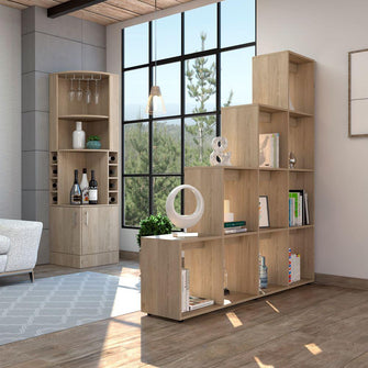 Combo Para Sala Mónaco, Incluye Bar Esquinero y Biblioteca Escalera