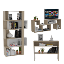 Combo Para Sala Amaras, Incluye Mesa Para TV, Biblioteca Cubo y Mesa Auxiliar