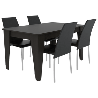 Comedor Ursa, Wengue, Incluye Cuatro Sillas Negras