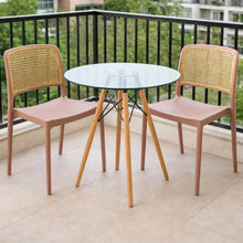 Set de 4 Sillas Texas, Color Terracota y Beige, con Espaldar Transpirable