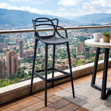 Silla para Bar Palermo, Negro, con Reposa Pies Doble Proposito