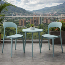 Silla Patrick, Color Azul Claro, con Espaldar y Diseño Moderno