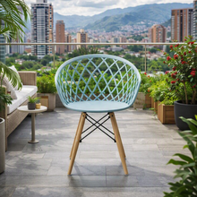 Silla Oasis con Brazos, Color Azul Claro, con Espaldar