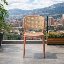Silla Nest, Color Salmón y Beige, con Espaldar y Asiento en Rejilla
