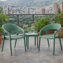 Set de 2 Sillas Axel, Verde Olivo, con Espaldar, Reposa Brazos y con Textura Trenzada