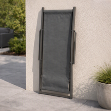 Set de 4 Sillas Plegable Reclinable Kenya, Gris Oscuro, con Tres Posiciones