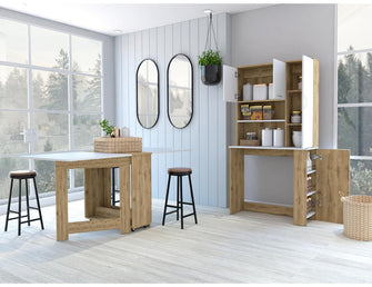 Alacena Multiusos Cosme, Macadamia y Blanco, con Tres Puertas Batientes