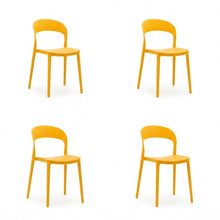 Set de 4 Sillas Patrick, Color Naranja, con Espaldar y Diseño Moderno