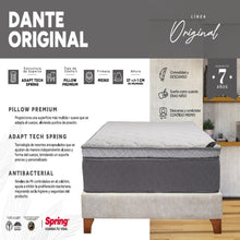 Colchón Spring Dante Original Queen 160X190 Cm+ Set Almohadas Ergo + Protector