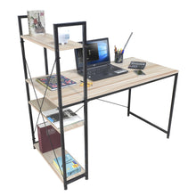 Escritorio con Repisas Laterales, Café claro y Negro