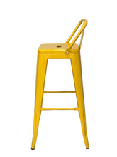 Kit x 2 Butaco Alto Tolix Con Espaldar Tipo Bar - Amarillo