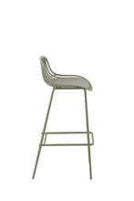 Butaco para Barra Tulum, Color Verde Olivo, Diseño Moderno X4