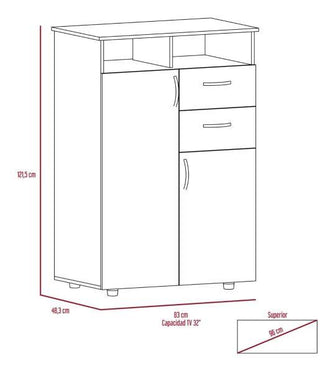 Closet Pequeño Atriz, Caoba, con Dos Puertas y Dos Cajones