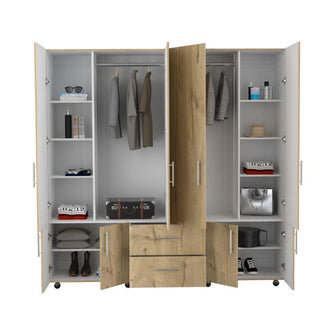 Closet Dallas, Café Claro y Blanco, con Ocho Puertas Abatibles y Dos Cajones Organizadores Fld