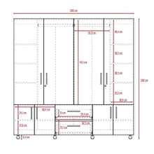 Closet Dallas, Café Claro y Blanco, con Ocho Puertas Abatibles y Dos Cajones Organizadores Fld