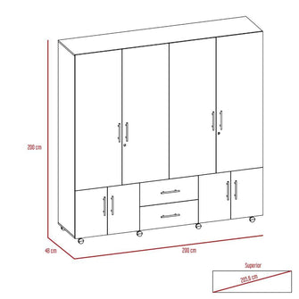 Closet Dallas, Café Claro y Blanco, con Ocho Puertas Abatibles y Dos Cajones Organizadores Fld