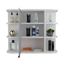 Gabinete de Baño Delio, Blanco, con Una Puerta de Espejo Abatibley Seis Entrepaños    ZF