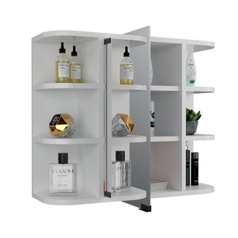 Gabinete de Baño Delio, Blanco, con Una Puerta de Espejo Abatibley Seis Entrepaños    ZF