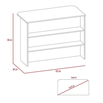 Mueble Multiusos Diamante, Wengue y Blanco, con Dos Entrepaños