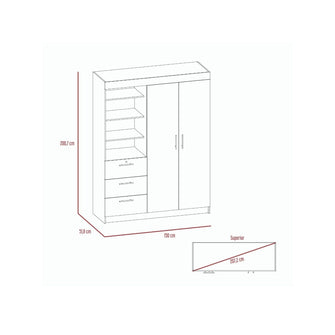 Closet Pekín, Caoba, con Dos Puertas Abatibles y Tres Cajones Organizadores