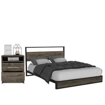 Combo para Habitación Carel, Incluye Cama y Mesa de Noche