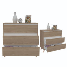 Organizador Durham, Beige y Blanco, con Tres Cajones Amplios y Patas En Madera X2