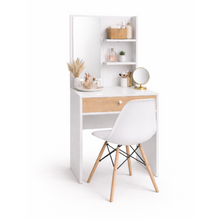Combo Tocador Tolouse 140x70x40cm Blanco + Silla Blanca