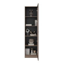 Biblioteca Home Eco Con Puerta En Vidrio, Avellana y Wengue, con Cinco Entrepaños
