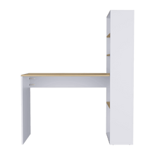 Escritorio Alma, Café Claro y Blanco, con Gran Espacio de Almacenamiento