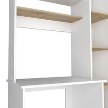 Escritorio Heinrich, Café Claro y Blanco, con múltiples espacios ZF