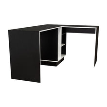 Escritorio en L Rook, Blanco y Wengue, con amplia superficie de trabajo ZF