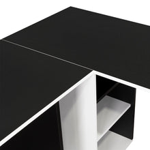 Escritorio en L Rook, Blanco y Wengue, con amplia superficie de trabajo ZF