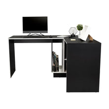 Escritorio en L Rook, Wengue, con amplia superficie de trabajo