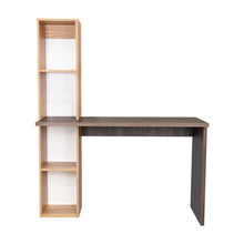 Escritorio Biblioteca Aston, Grafito y Fresno Europeo, con espacio para guardar objetos