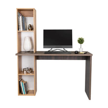 Escritorio Biblioteca Aston, Grafito y Fresno Europeo, con espacio para guardar objetos