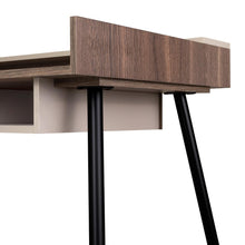 Escritorio Marlo, Chocolate y Cocoa, con patas metalicas