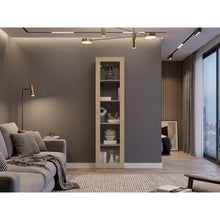 Biblioteca Home Eco Con Puerta En Vidrio, Cartagena y Wengue, con Cinco Entrepaños