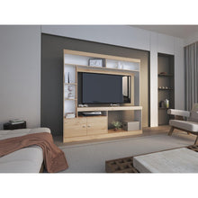 Mesa Para Tv Roy, Café Claro y Blanco, con Espacio Para Televisor de 50 Pulgadas