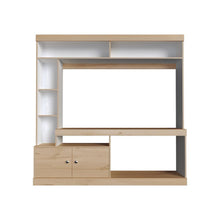 Mesa Para Tv Roy, Café Claro y Blanco, con Espacio Para Televisor de 50 Pulgadas