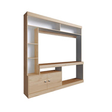 Mesa Para Tv Roy, Café Claro y Blanco, con Espacio Para Televisor de 50 Pulgadas