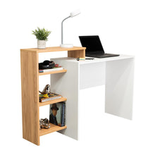 Escritorio Estelar Plus, Café Claro y Blanco, cuenta con tres entrepaños laterales