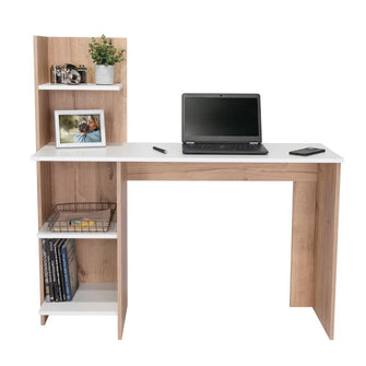 Escritorio ¡Wow!, Café Claro y Blanco, con Entrepaños y Amplia Superficie De Trabajo ZF