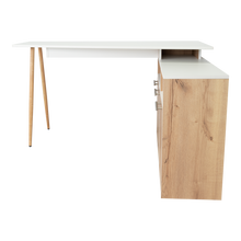 Escritorio En L Singapur, Café Claro y Blanco, con Tres Puertas Batientes