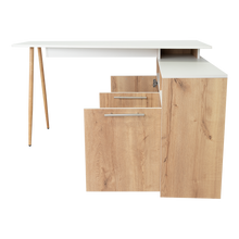 Escritorio En L Singapur, Café Claro y Blanco, con Tres Puertas Batientes